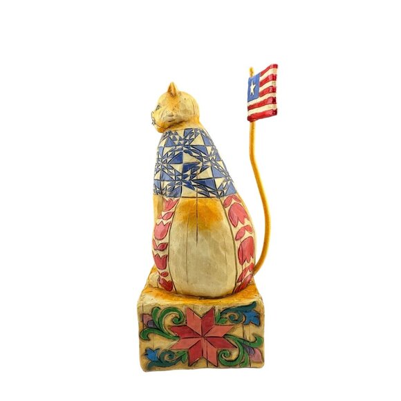 Jim Shore Heartwood Creek Freedom Cat Figurine With American Flag 6" - Picture 2 of 5